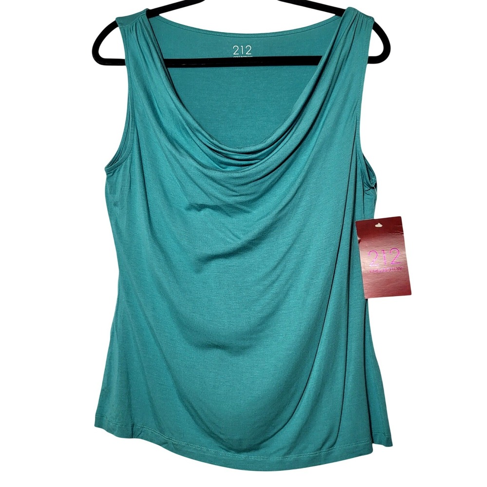 NWT 212 Collection Island Teal Cowl Neck Sleeveless Knit Top Size Medium Office